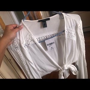 long sleeve front tie shirt- forever 21. Size M